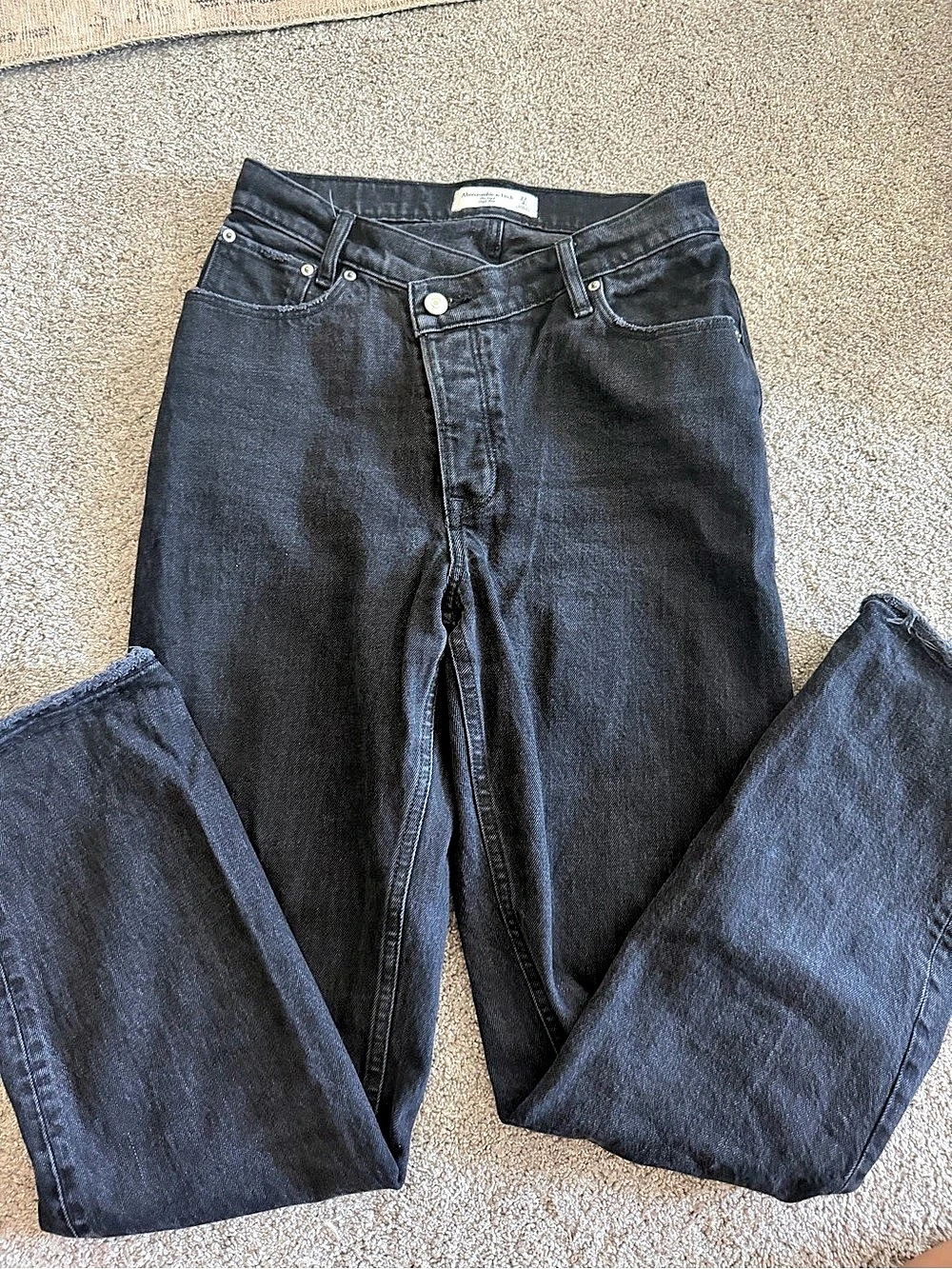 Abercrombie & Fitch The Dad High Rise Crossover Jean Black Waist 27